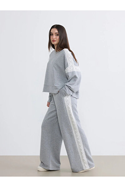 LC Waikiki Γκρι Γυναικείο Φούτερ Petite Crew Neck