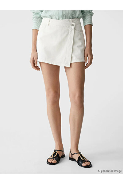 LC Waikiki Λευκή γυναικεία τζιν φούστα σε κανονική εφαρμογή