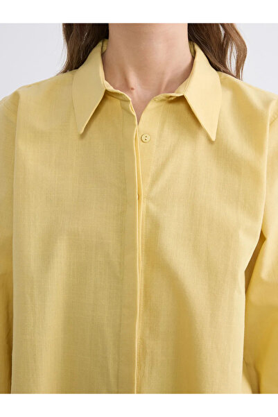 LC Waikiki Κίτρινο γυναικείο πουκάμισο-τουνίκ από ποπλίνα