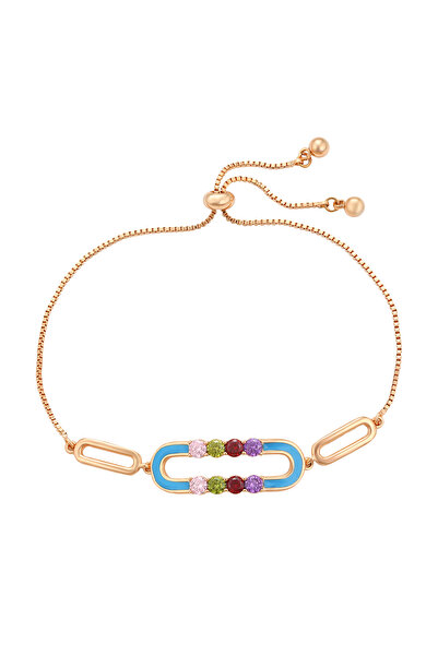 Faina Βραχιόλι με αλυσίδα τύπου box και στρας