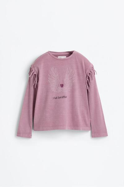 LEFTIES Püsküllü parlak aplikeli t-shirt