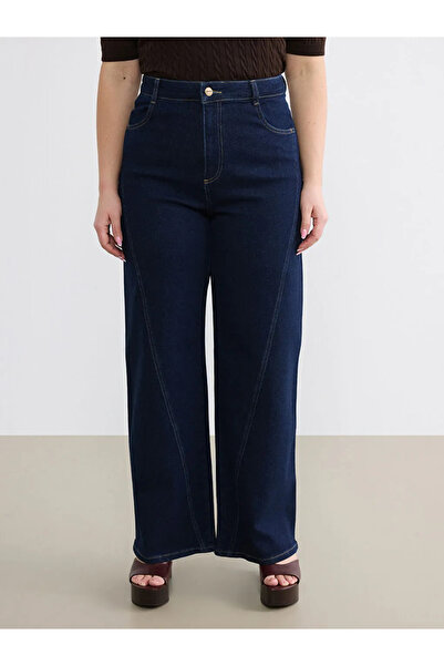 LC Waikiki Γυναικείο τζιν παντελόνι σε μπλε ναυτικό χρώμα με ψηλή μέση και φα...