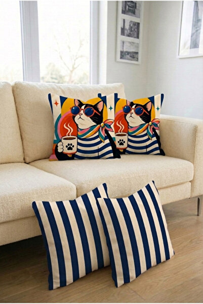 Hayal Dekoratif Πολύχρωμο ριγέ σχέδιο με γάτα, ψηφιακή εκτύπωση με ενεργειακό...