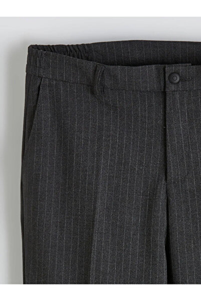 LC Waikiki Ανδρικό ριγέ παντελόνι Anthracite Standard Fit