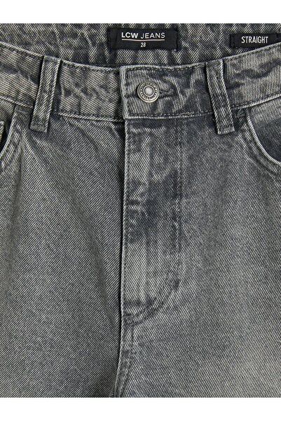 LC Waikiki Γκρι γυναικείο τζιν παντελόνι με ίσια εφαρμογή