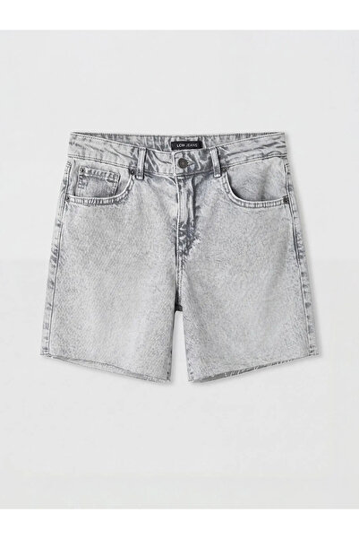 LC Waikiki Γκρι γυναικείο τζιν σορτς κανονικής εφαρμογής