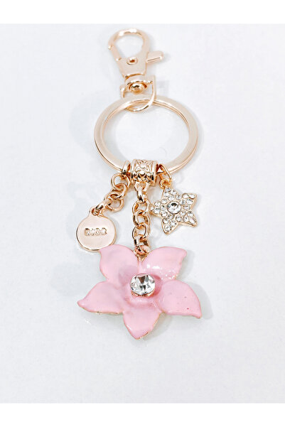 Zirkon Taşlı Yıldız ve Çiçek Figürlü Rose Gold Lüks Anahtarlık & Çanta Aksesuarı