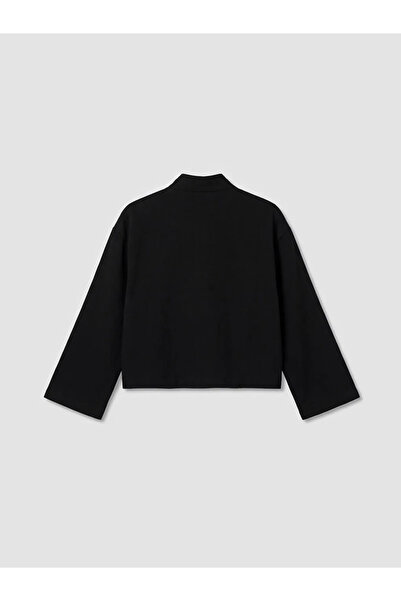 LC Waikiki Μαύρο γυναικείο κιμονό με γιακά σάλι σε μεγάλο μέγεθος