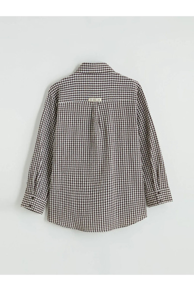 LC Waikiki Καφέ καρό γυναικείο πουκάμισο τουνίκ