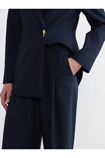 LC Waikiki Γυναικείο παντελόνι από ύφασμα με πιέτες, σε ναυτικό μπλε χρώμα, μ...