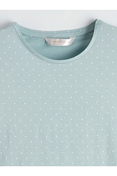 LC Waikiki Πράσινο μπλουζάκι πιτζάμας με λαιμόκοψη και πουά για γυναίκες