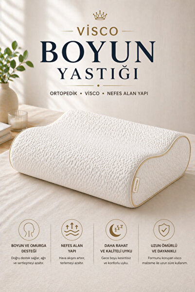 EpiRelax Ortopedik Boyun Yastığı Visco Nefes Alabilen Terletmez Ergonomik Uyk...