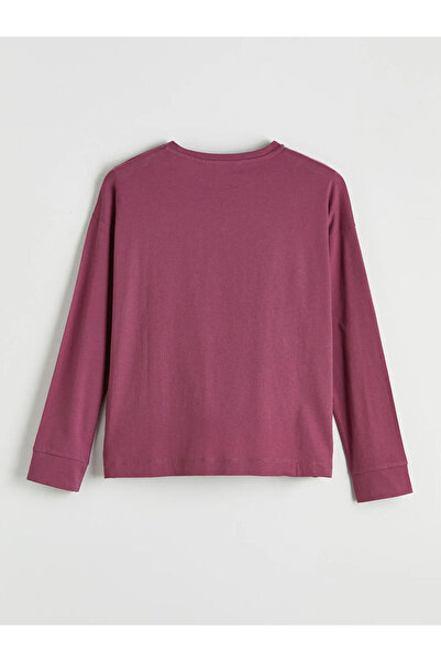 LC Waikiki Γυναικείο μπλουζάκι πιτζάμας με στάμπα σε σχέδιο μελιτζάνας