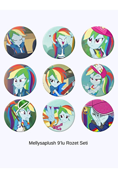 mellysaplush Rainbowdash My little Pony Equestria Girls 9 Adet Rozet 44 mm