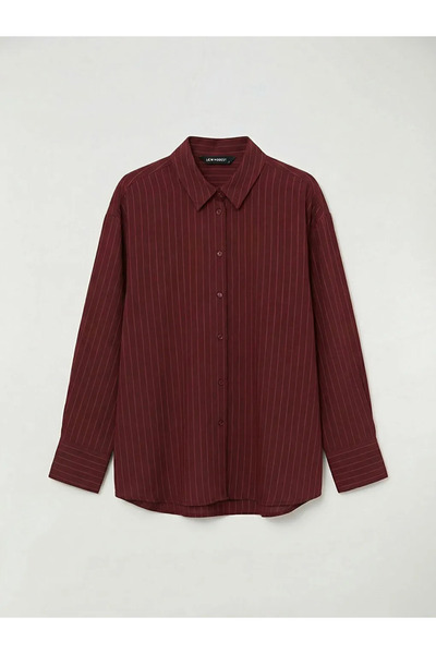 LC Waikiki Γυναικείο πουκάμισο σε μπορντό με ρίγες