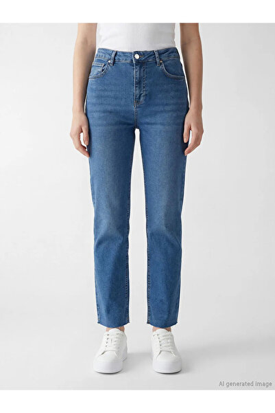 LC Waikiki Γυναικείο τζιν παντελόνι Blue Crop Flare