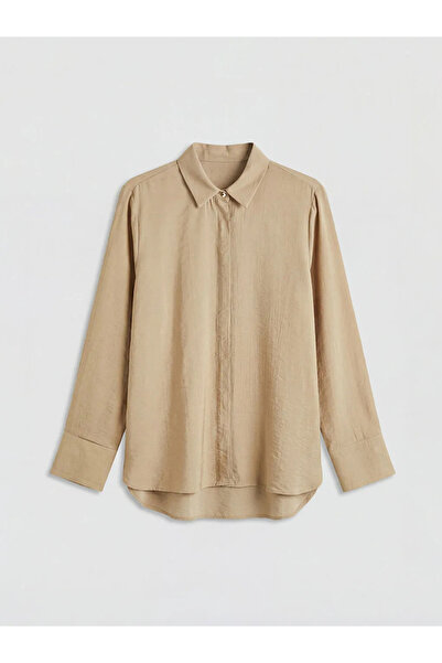 LC Waikiki Γυναικείο πουκάμισο σε μπεζ υφή