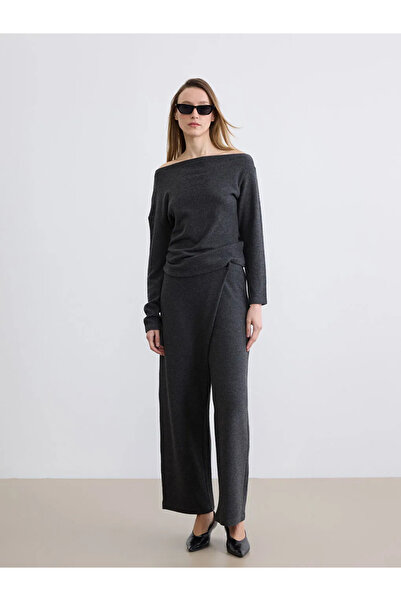 LC Waikiki Γυναικείο παντελόνι Anthracite διπλό πέτο Cut