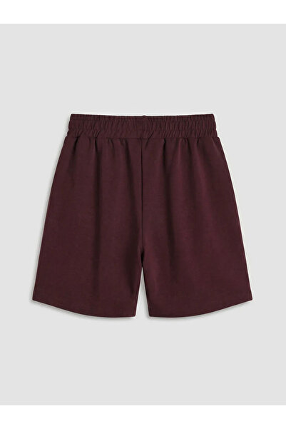 LC Waikiki Γυναικείο αθλητικό σορτς μπορντό με ελαστική μέση και απαλή υφή