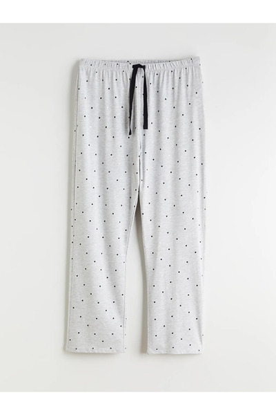 LC Waikiki Γκρι ελαστικό παντελόνι πιτζάμας με πουά για γυναίκες