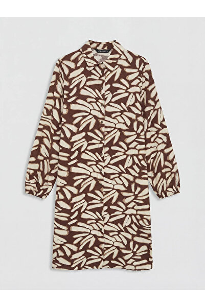 LC Waikiki Γυναικείο πουκάμισο με καφέ σχέδιο