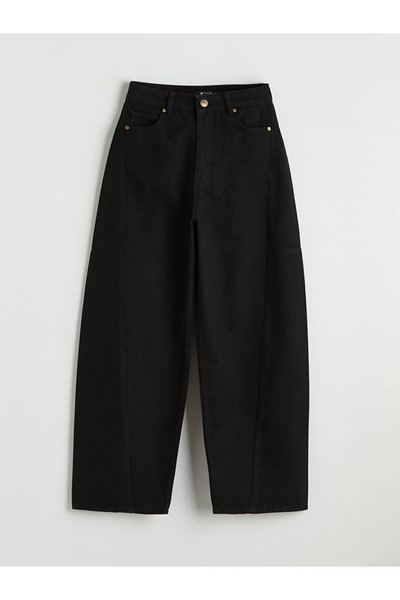 LC Waikiki Μαύρο γυναικείο τζιν παντελόνι Ballon Fit