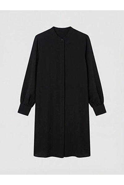 LC Waikiki Μαύρο γυναικείο πουκάμισο με γιακά δικαστή