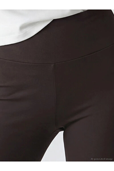 LC Waikiki Καφέ ψηλόμεσο γυναικείο αθλητικό κολάν