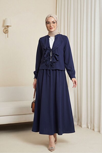 Modamorfo Σετ Modal με φούστα με λεπτομέρεια βολάν και δέσιμο μπροστά - σκούρ...