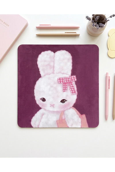 matizya Kawaii Tavşancık Mousepad | Sevimli Pembe Tasarım Masa Pedi 19x23 cm