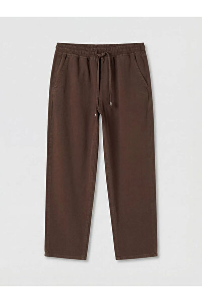 LC Waikiki Καφέ Γυναικείο Τζιν Παντελόνι Balloon Fit με Ελαστική Μέση