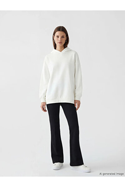 LC Waikiki Λευκό γυναικείο φούτερ με κουκούλα