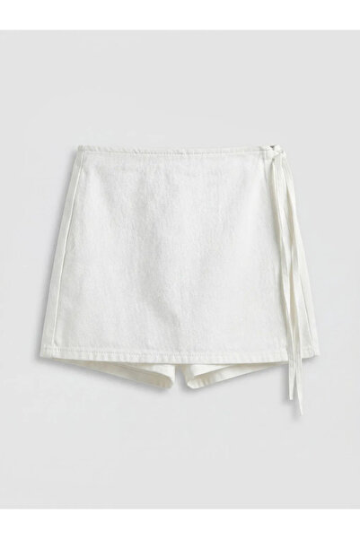 LC Waikiki Λευκή τζιν φούστα σε στάνταρ γραμμή