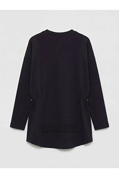 LC Waikiki Μαύρο γυναικείο φούτερ με κορδόνι και απαλή υφή