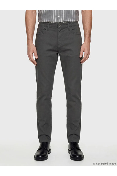 LC Waikiki Ανδρικό παντελόνι chino από γαμπαρντίνα σε στενή γραμμή ανθρακί