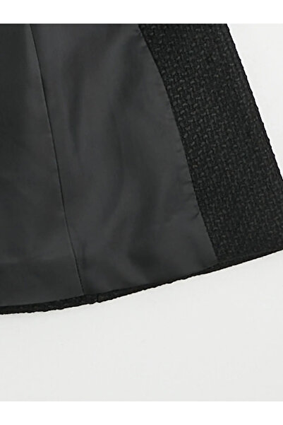 LC Waikiki Μαύρο Γιακάς πουκαμίσου Γυναικείο Tweed Classic Γιλέκο