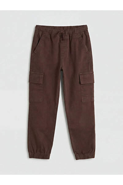LC Waikiki Καφέ Παντελόνι Cargo για αγόρια με ελαστική μέση