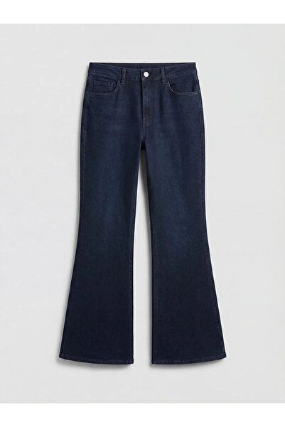 LC Waikiki Μαύρο γυναικείο τζιν παντελόνι με ψηλή μέση και φαρδιά γραμμή