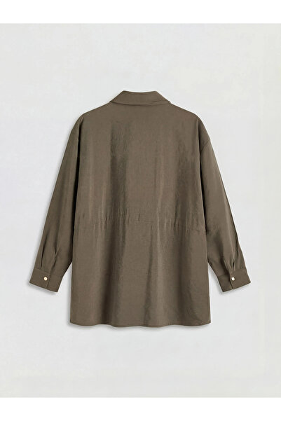 LC Waikiki Χακί γυναικείο πουκάμισο με κορδόνι περίσφιξης