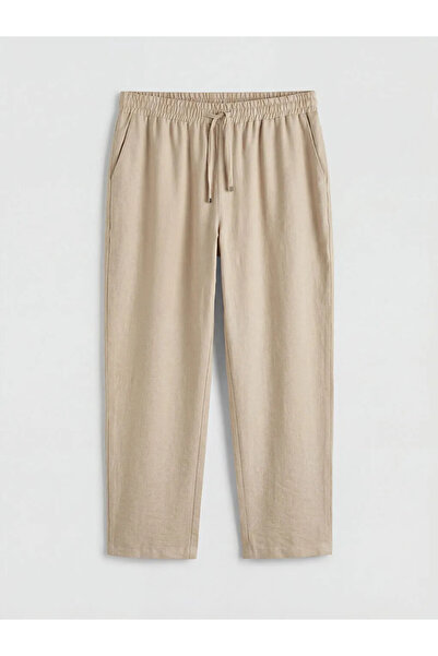 LC Waikiki Γυναικείο παντελόνι μπεζ με ελαστική μέση καρότο