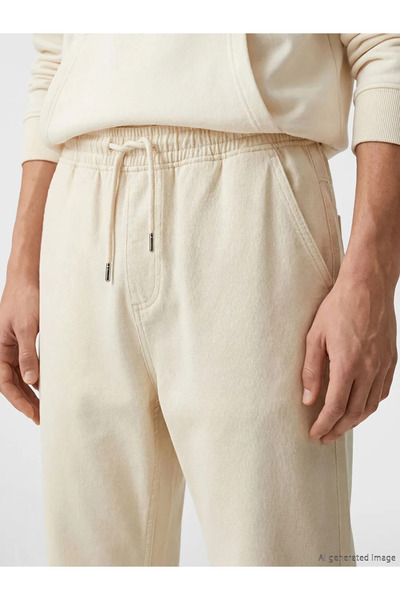 LC Waikiki Ανδρικό τζιν παντελόνι σε μπεζ χρώμα με φαρδιά γραμμή