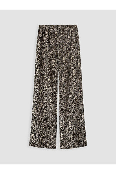 LC Waikiki Καφέ παντελόνι για κορίτσια με σχέδιο λεοπάρ