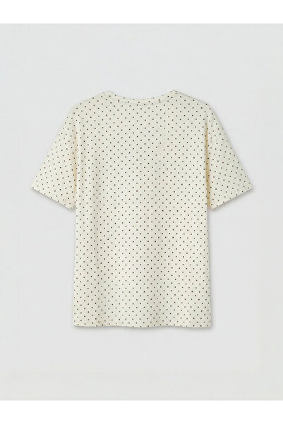 LC Waikiki Εκρού Πουά Γυναικείο Σετ Πιτζάμες Κάπρι