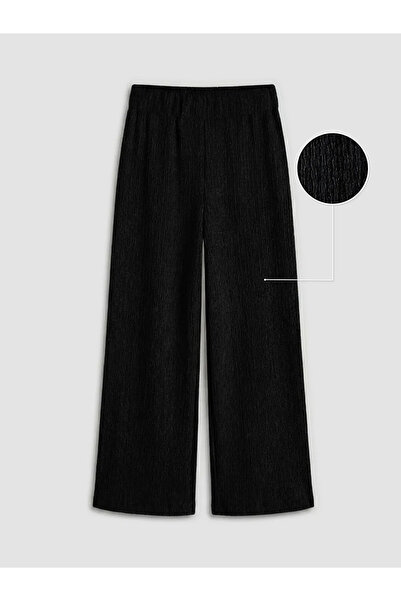 LC Waikiki Μαύρο γυναικείο παντελόνι με ελαστική μέση