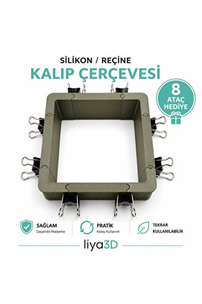 LİYA3D Kare Silikon / Epoksi Kalıp Çerçevesi 9 cm İç Genişlik 5 cm Derinlik –...