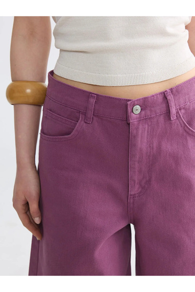 LC Waikiki Μωβ γυναικείο τζιν σορτς Bermuda Fit