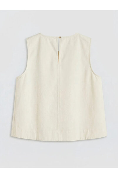 LC Waikiki Εκρού μπλούζα τζιν με λαιμόκοψη ποδηλάτου