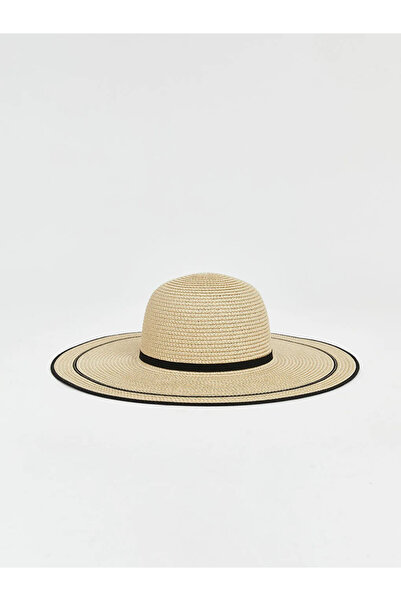 LC Waikiki Μπεζ γυναικείο ψάθινο καπέλο Fedora