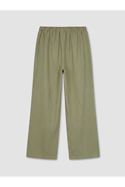 LC Waikiki Γυναικείο παντελόνι από λινό χακί