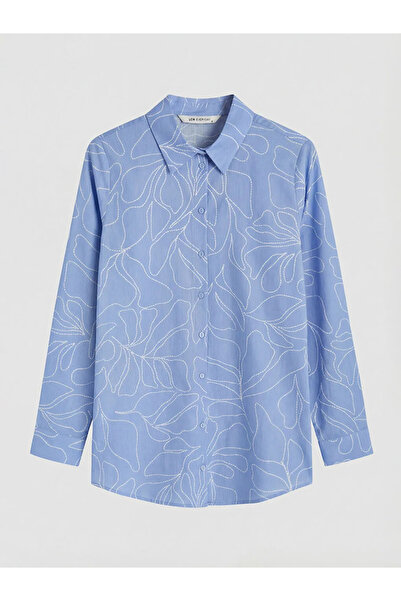 LC Waikiki Μωβ γυναικείο πουκάμισο με σχέδια